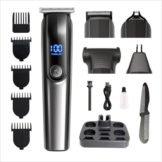 Gray Multifunctional Rechargeable Hair Clipper Set
