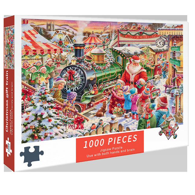 (2 PCS) 1000-Piece Christmas train Jigsaw Puzzle