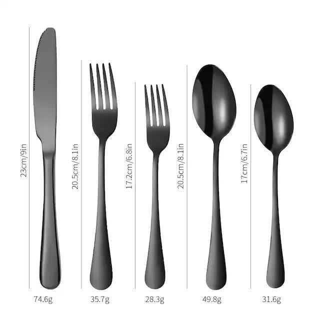 Black 410 Stainless Steel Cutlery Set – product detail