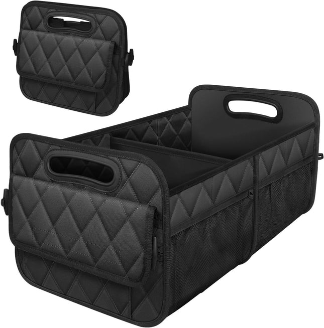 Black Foldable Car Trunk Storage Box with Multiple Compartments