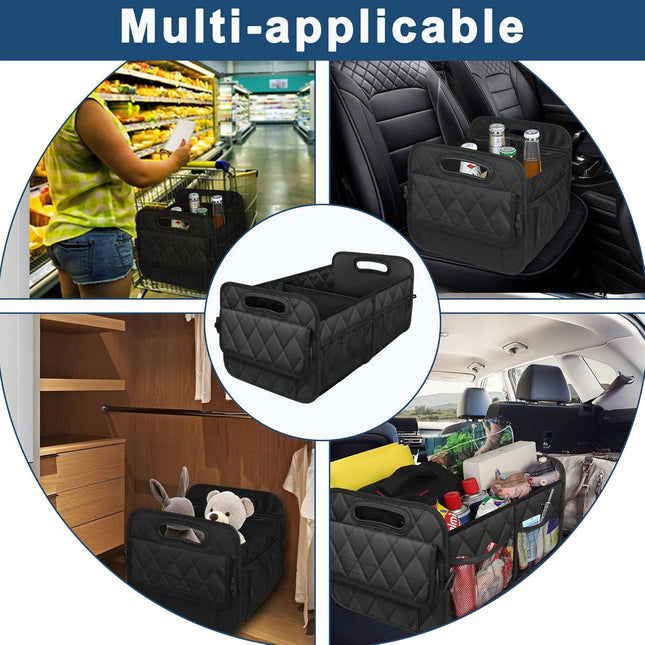 Black Foldable Car Trunk Storage Box with Multiple Compartments