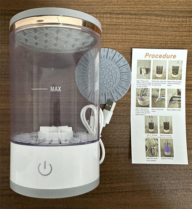 Transparent USB-Powered Automatic Makeup Brush Cleaner