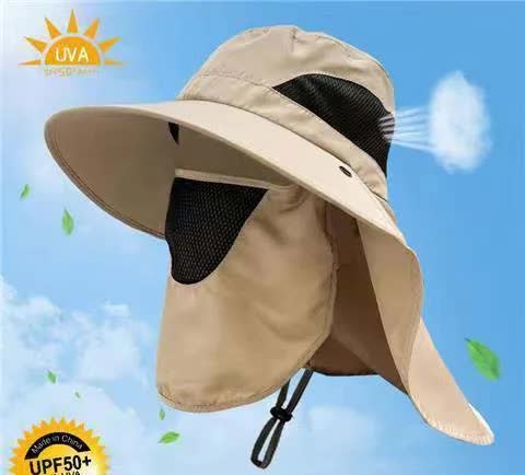khaki Outdoor UV Protection Hat for Men