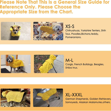 M Yellow Reflective Adjustable Pet Raincoat with Hood - Waterproof Dog Jacket, Adjustable Dog Poncho for Outdoor Protection