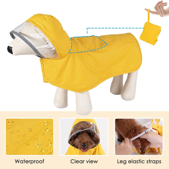 L Yellow Reflective Adjustable Pet Raincoat with Hood – product detail
