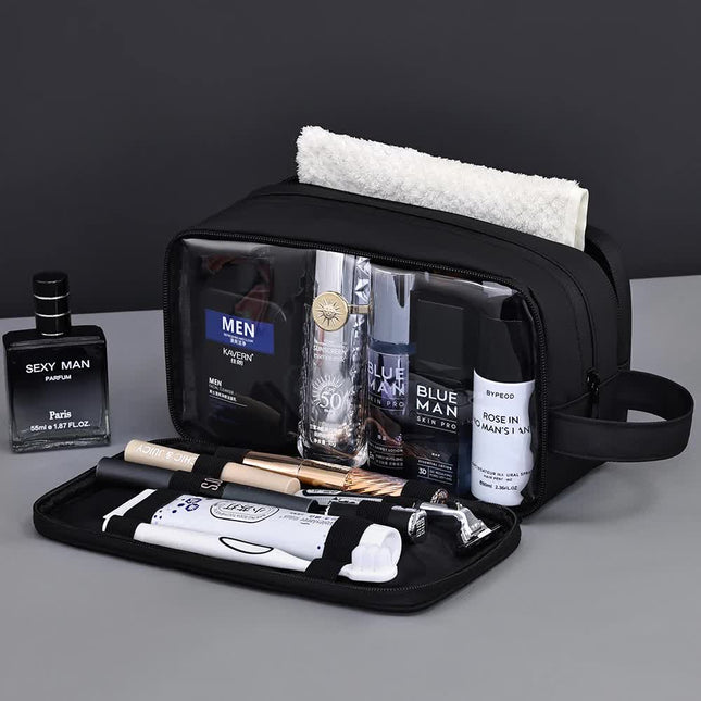 Black Elite Series 3-Layer Large Capacity Men's Toiletry Bag