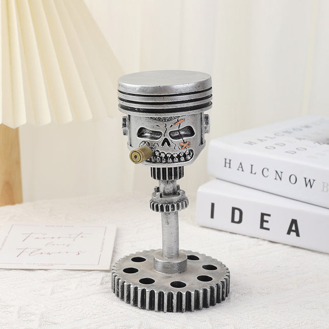 Piston Skull Face Sculpture Resin Gear Decor Industrial Style Home Decoration V888-ELOSUNG12307