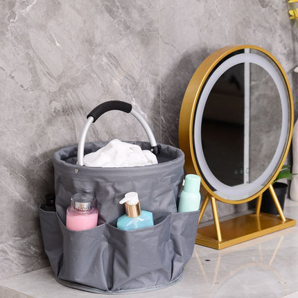 Navy Blue Portable Picnic Basket, Foldable Outdoor Beach Basket with Handle, Multi-Use Storage and Wash Bag