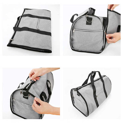 Blue Multi-Functional Travel Duffel Bag with Suit Storage, Foldable Garment Bag for Business Trips