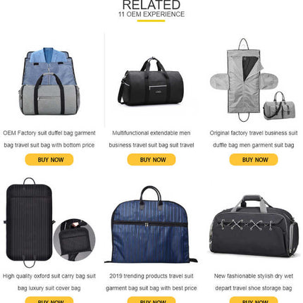 Blue Multi-Functional Travel Duffel Bag with Suit Storage, Foldable Garment Bag for Business Trips