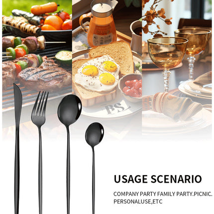 Silver Color Premium 24-Piece Stainless Steel Cutlery Set – Elegant Golden Steak Knife, Fork, and Spoon Set in Luxury Gift Box