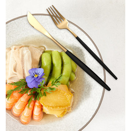 Gold Color Premium 24-Piece Stainless Steel Cutlery Set - Elegant Golden Steak Knife, Fork, and Spoon Set in Luxury Gift Box