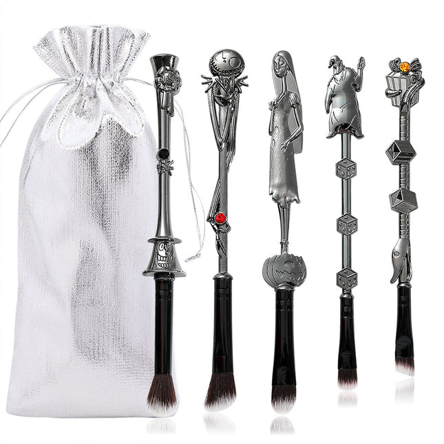 5-Piece Gothic Skeleton Jack Makeup Brush Set