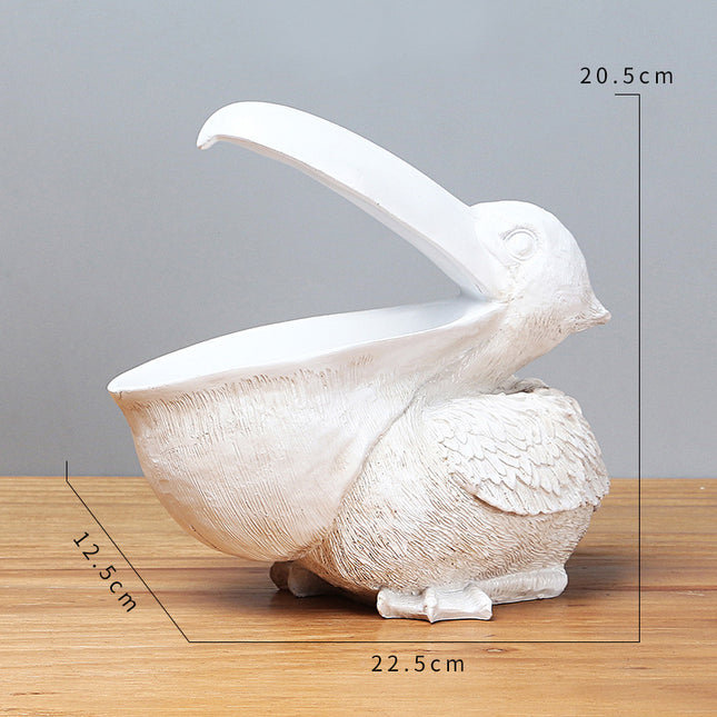 White Pelican Resin Decor Bowl