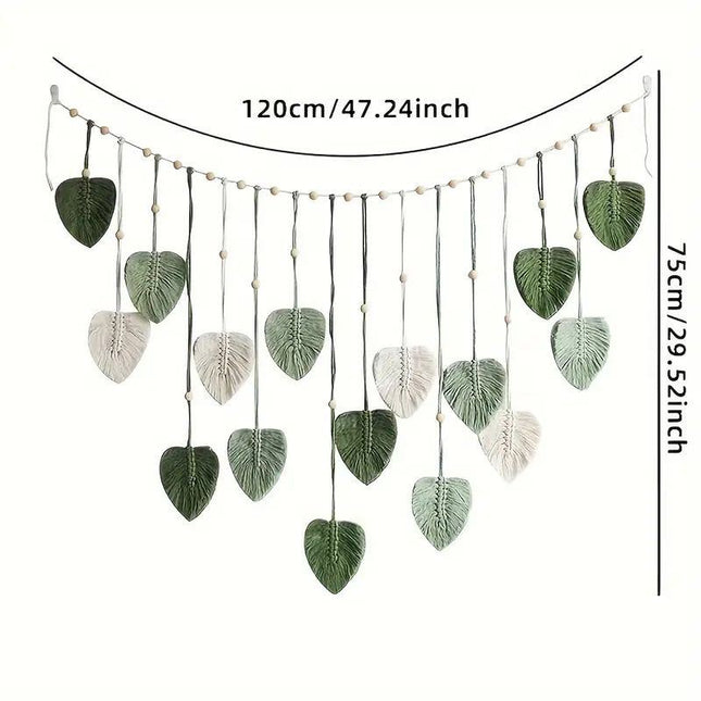 Hand -woven leaf tapestry green 120x75cm V888-ELOSUNG1247