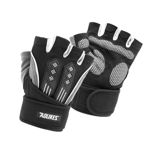 M White Fingerless Workout Gloves with Wrist Support Non-Slip Breathable Gym Gloves for Weightlifting and