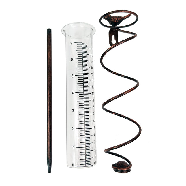 Decorative Garden Rain Gauge Glass Rain Meter with Metal Stake and Bird Design V888-ELOSUNG12533