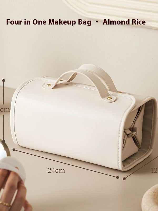 White Roll-Up Travel Makeup Bag