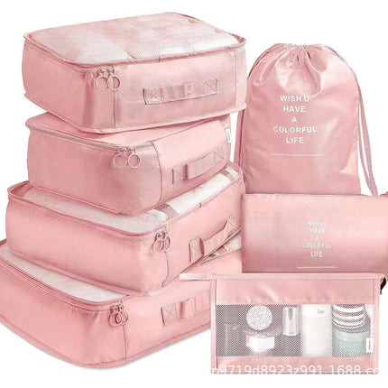 Pink Travel Packing Cube Set - 7-Piece Luggage Organizer for Clothes, Toiletries, and Accessories