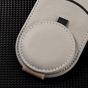 Beige Multifunctional Car Sun Visor Glasses Clip with Card Holder