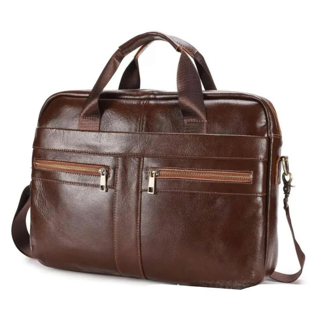 Brown Men's Genuine Leather Briefcase
