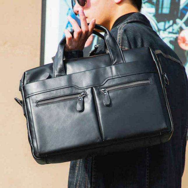 Brown Men's Genuine Leather Briefcase – product detail