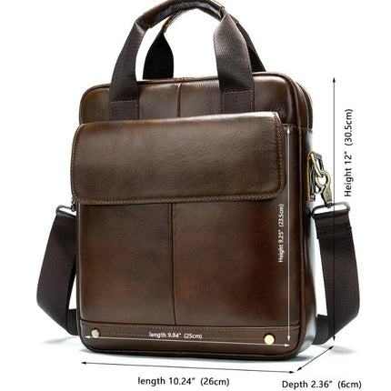 Brown Men's Genuine Leather Shoulder Bag - Vintage Business Briefcase