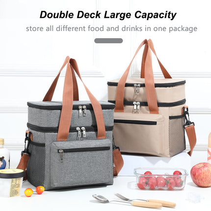 Grey Waterproof Insulated Lunch Bag - Leakproof Thermal Cooler for Food and Drinks
