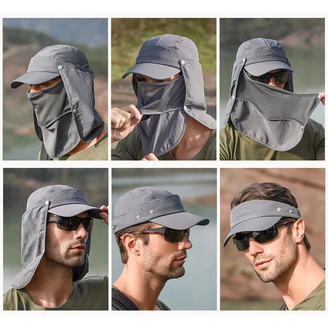 Dark Grey UV Protection 4-in-1 Outdoor Sun Hat with Removable Flaps – product detail