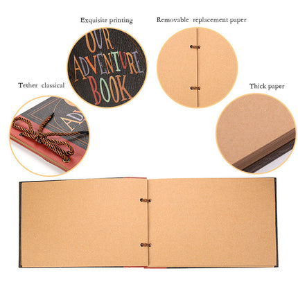DIY Scrapbook Adventure Album Retro Kraft Paper Photo Book with String Binding – product detail