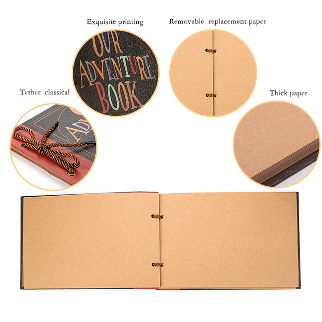 DIY Scrapbook Adventure Album Retro Kraft Paper Photo Book with String Binding – product detail
