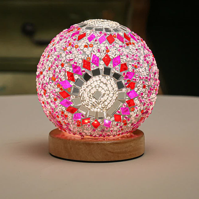Pink Handmade Mosaic Glass Lamp
