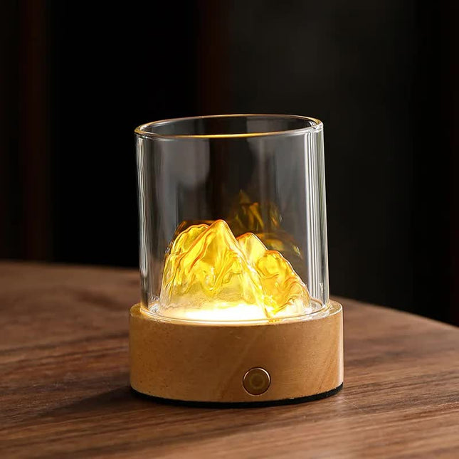Gold LED Glass Night Light with Mountain Design USB Rechargeable V888-ELOSUNG12857