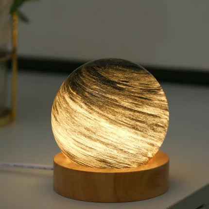 Sunset LED Planet Night Light with Wooden Base, USB Rechargeable