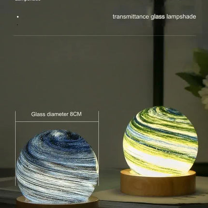 Sunset LED Planet Night Light with Wooden Base, USB Rechargeable