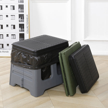 Grey Portable Folding Outdoor Toilet with Lid - Heavy Duty 150kg Capacity