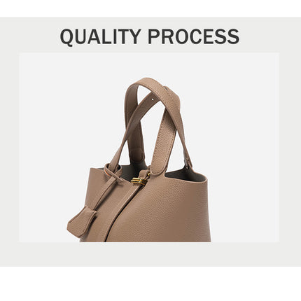 Faw Elegant Women's Leather Tote Handbag with Gold Lock Detail