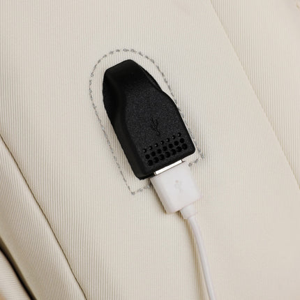 Beige Minimalist USB Charging Laptop Backpack - Elegant and Spacious Travel Bag