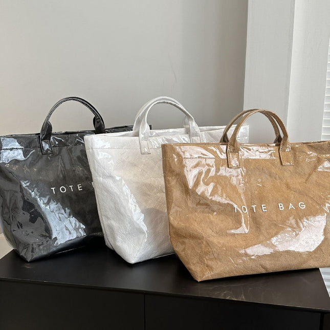Khaki Trendy Waterproof Tote Bag – product detail
