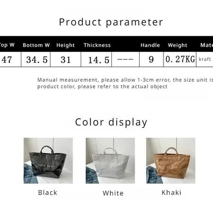 Khaki Trendy Waterproof Tote Bag - Lightweight and Durable Carryall