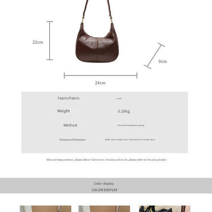 Brown Vintage Faux Leather Hobo Shoulder Bag - Classic and Versatile Handbag