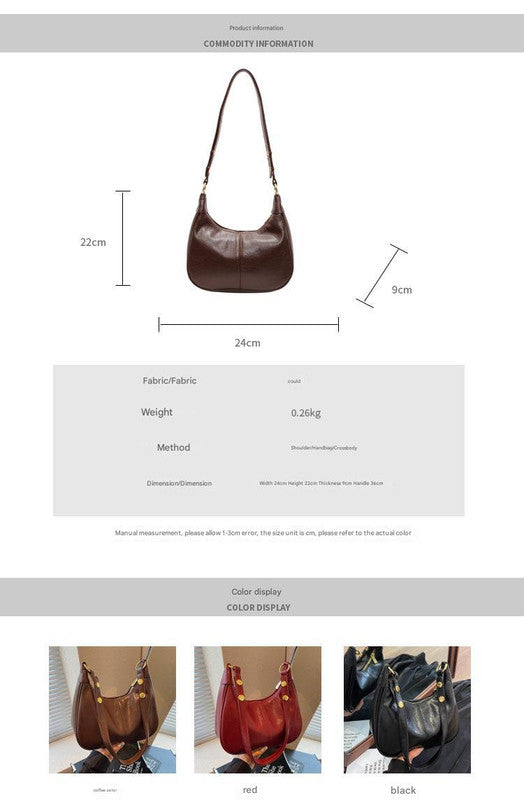 Brown Vintage Faux Leather Hobo Shoulder Bag – product detail