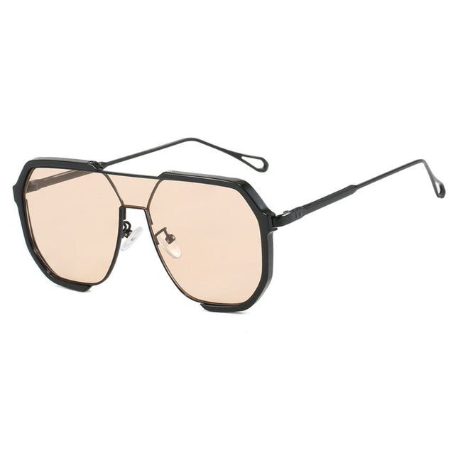 Black Frame Champagne Unisex Oversized Aviator Metal Frame Sunglasses – product detail