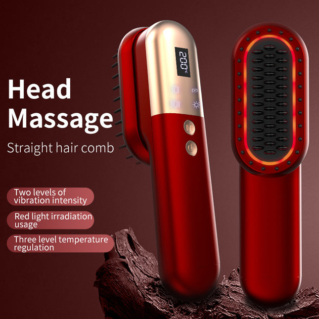White Mini Rechargeable Ionic Hair Straightening Comb Portable