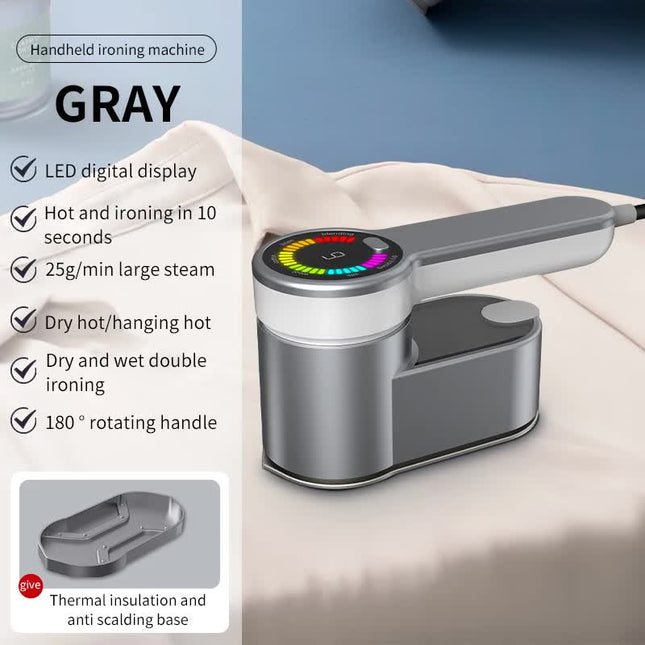 Grey Portable Handheld Garment Steamer Mini Steam Iron for Home & Dorm Use Compact Clothes Steaming Iron