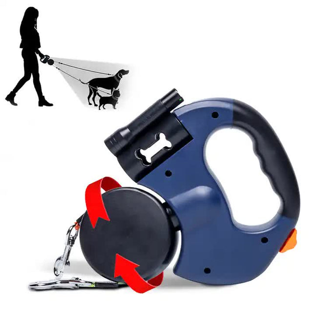 Red Dual Retractable Dog Leash 2-in-1 Automatic Pet Leash for Walking Two Dogs Simultaneously – product detail