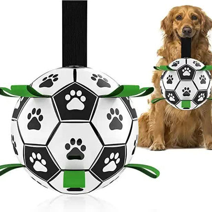 19*19cm Interactive Dog Toy Soccer Ball with Rope | Outdoor Fetch & Tug Play for Dogs | Training & Exercise Pet Toy