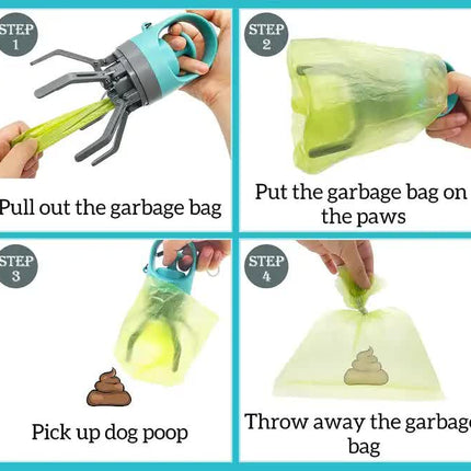 Blue Portable Dog Poop Scooper – Outdoor Pet Waste Picker, Six-Claw Dog Waste Tool for Easy Clean-Up, Travel-Friendly