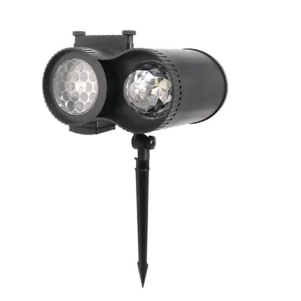 Ground Insert  Outdoor Waterproof Lawn Dual-Tube Projection Light - LED Halloween & Christmas Dynamic Water Ripple Animation, Replaceable 12 Slides, Stake or Stand Mountable