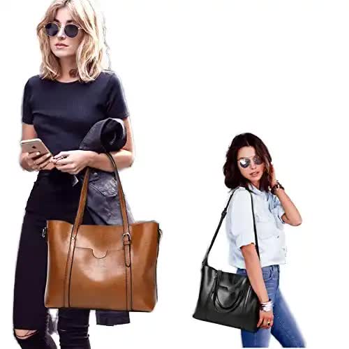 Dark Brown Fashionable Soft Leather Women's Handbag Large Capacity Shoulder & Crossbody Tote Casual Bucket – product detail